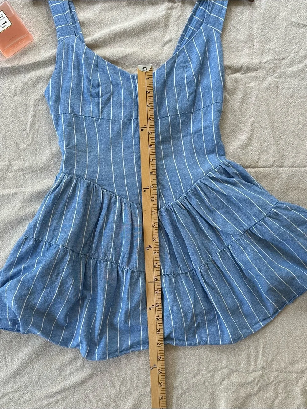 Stradivarius Corset Striped Mini Linen Cotton Blend Coastal Dress - Picture 10 of 13